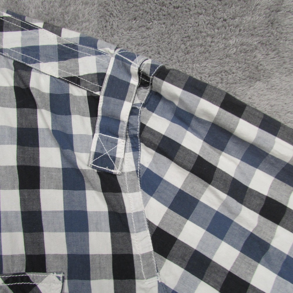 Marc Ecko Shirt Mens XL Blue Check Short Sleeve Button Front Casual Top - Picture 7 of 11